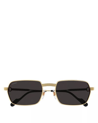 Cartier Premiere De Cartier 24 Carat Gold Plated Rectangular Sunglasses, 56mm outlook