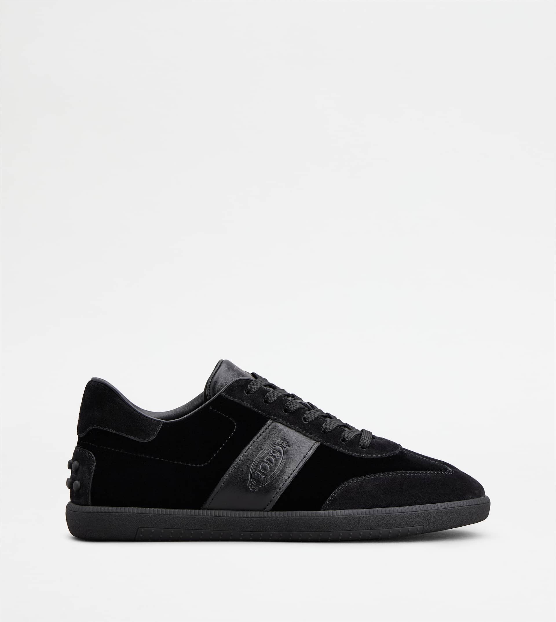 TOD'S TABS SNEAKERS IN FABRIC AND SUEDE - BLACK - 1