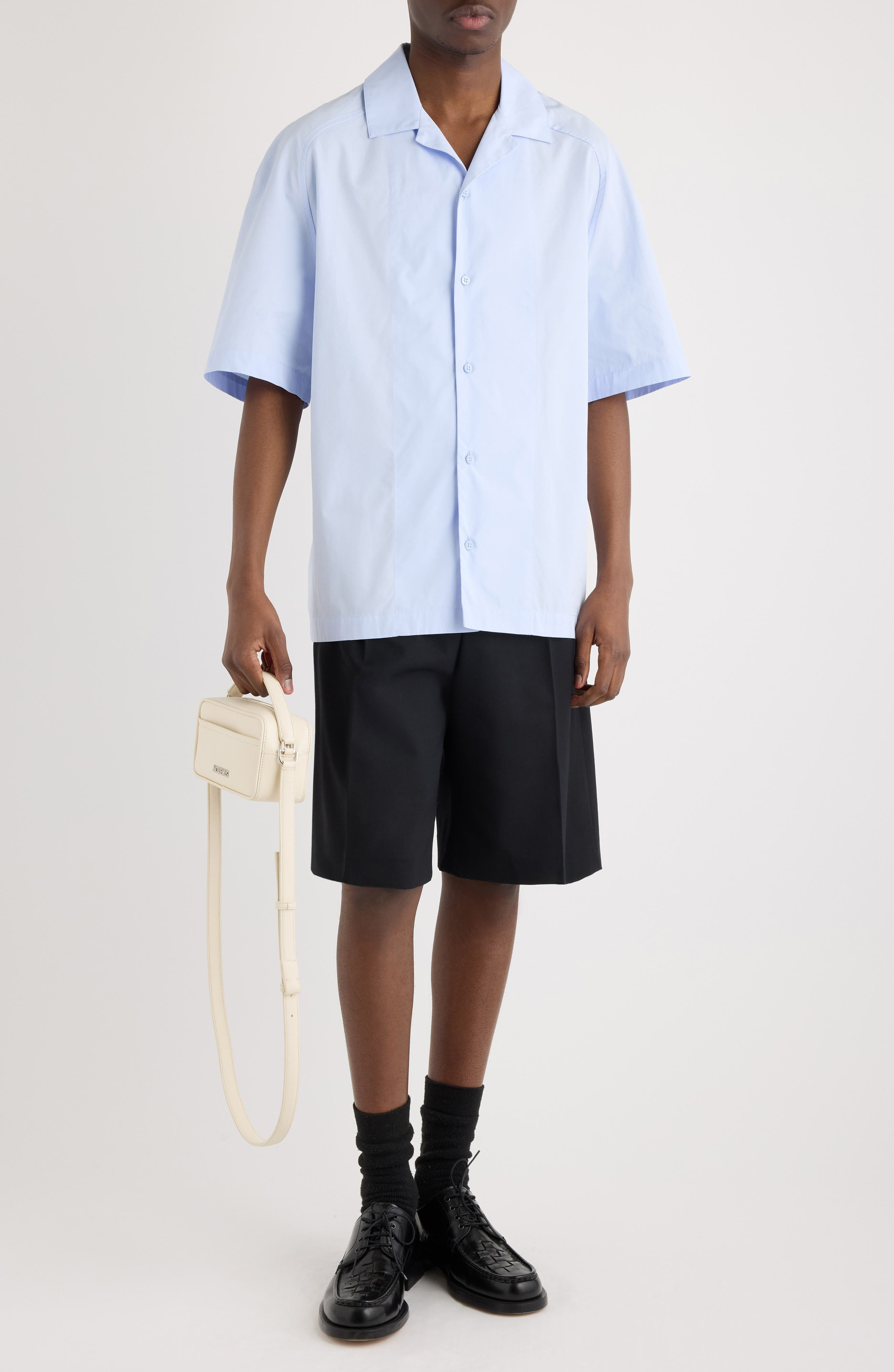 Jacquemus La Chemise Fonccio Embroidered Camp Shirt in J Signature Blue Embroide at Nordstrom - 2