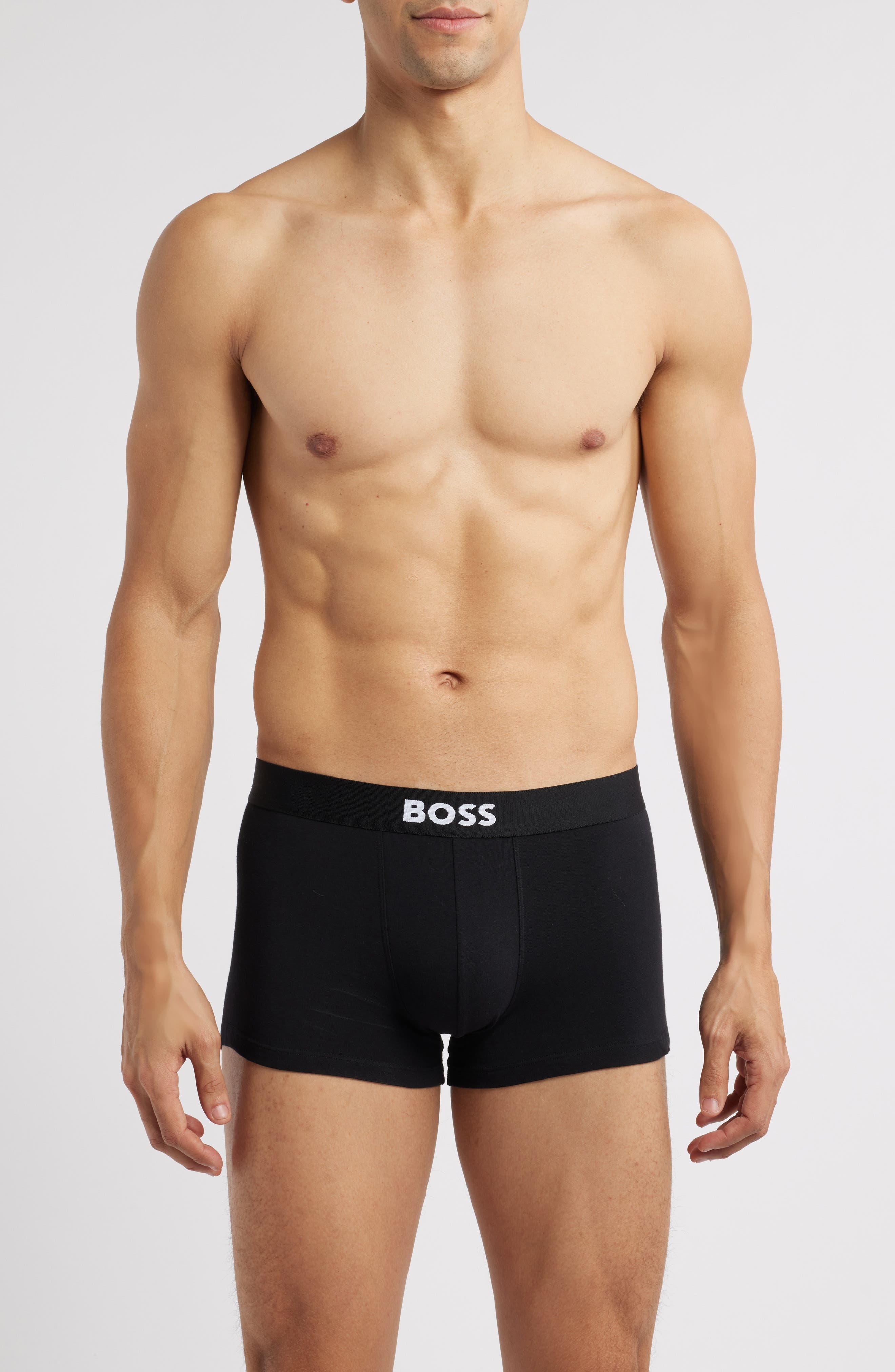 BOSS 3-Pack ONE Stretch Cotton Trunks in White/Grey/Black at Nordstrom - 1
