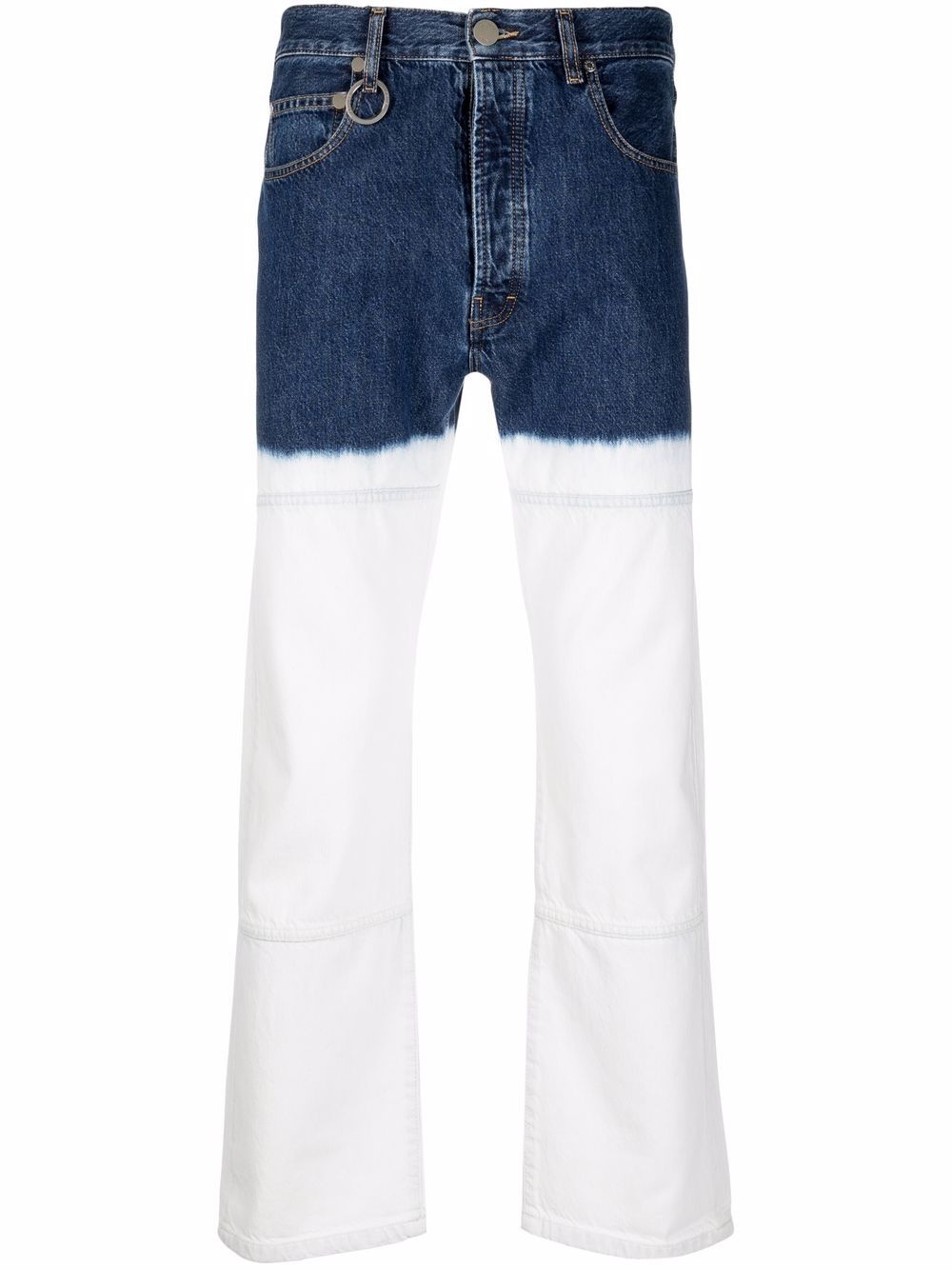 two-tone bleached straight-leg jeans - 1