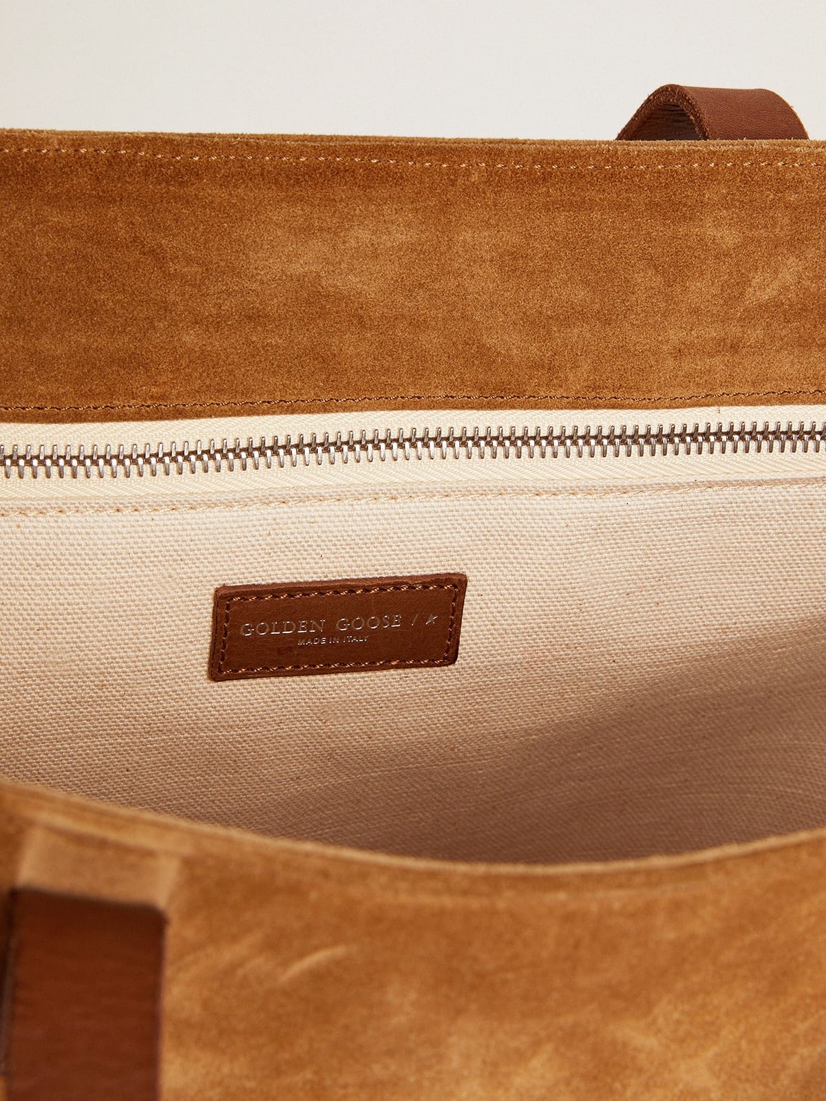 East-West California Bag in suede leather with shearling - 3