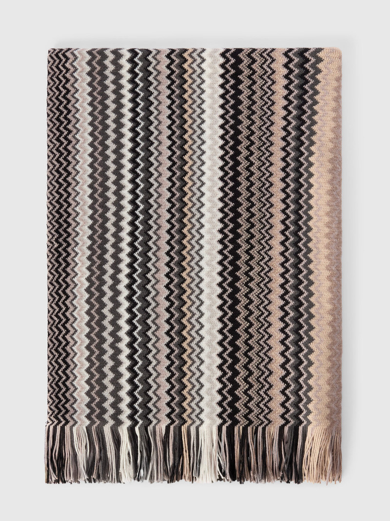Zigzag wool-blend scarf with fringes 1