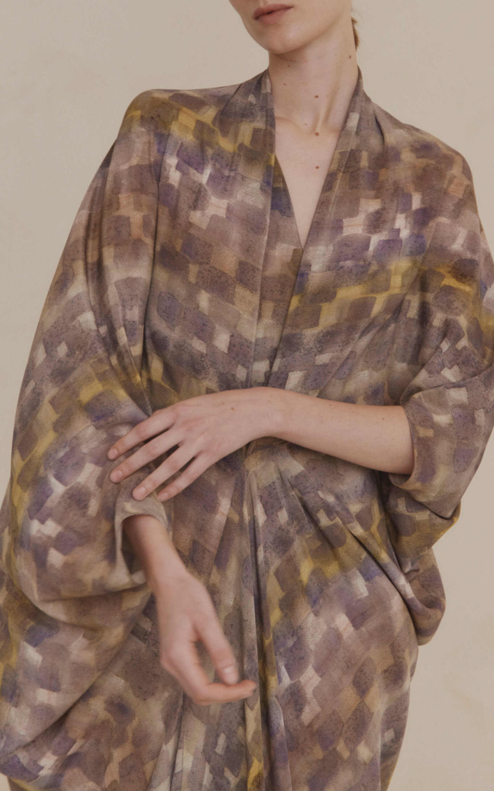 Mayu Draped Silk Maxi Dress print - 3