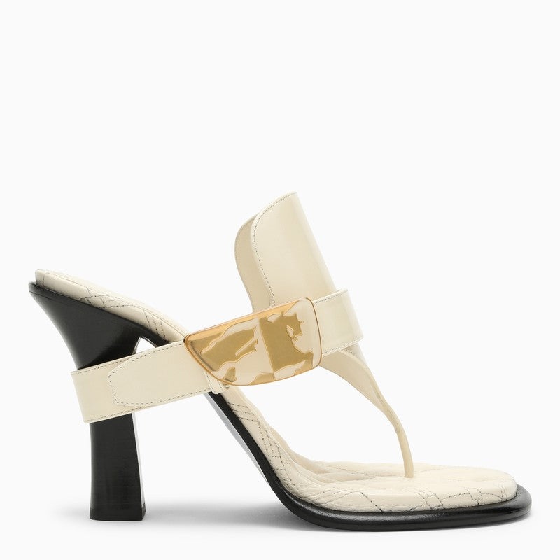 Burberry Light Beige Leather Bay Sandals Women - 1