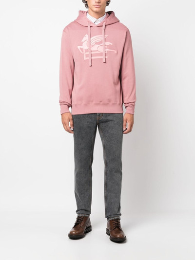 Etro logo-embroidered cotton hoodie outlook