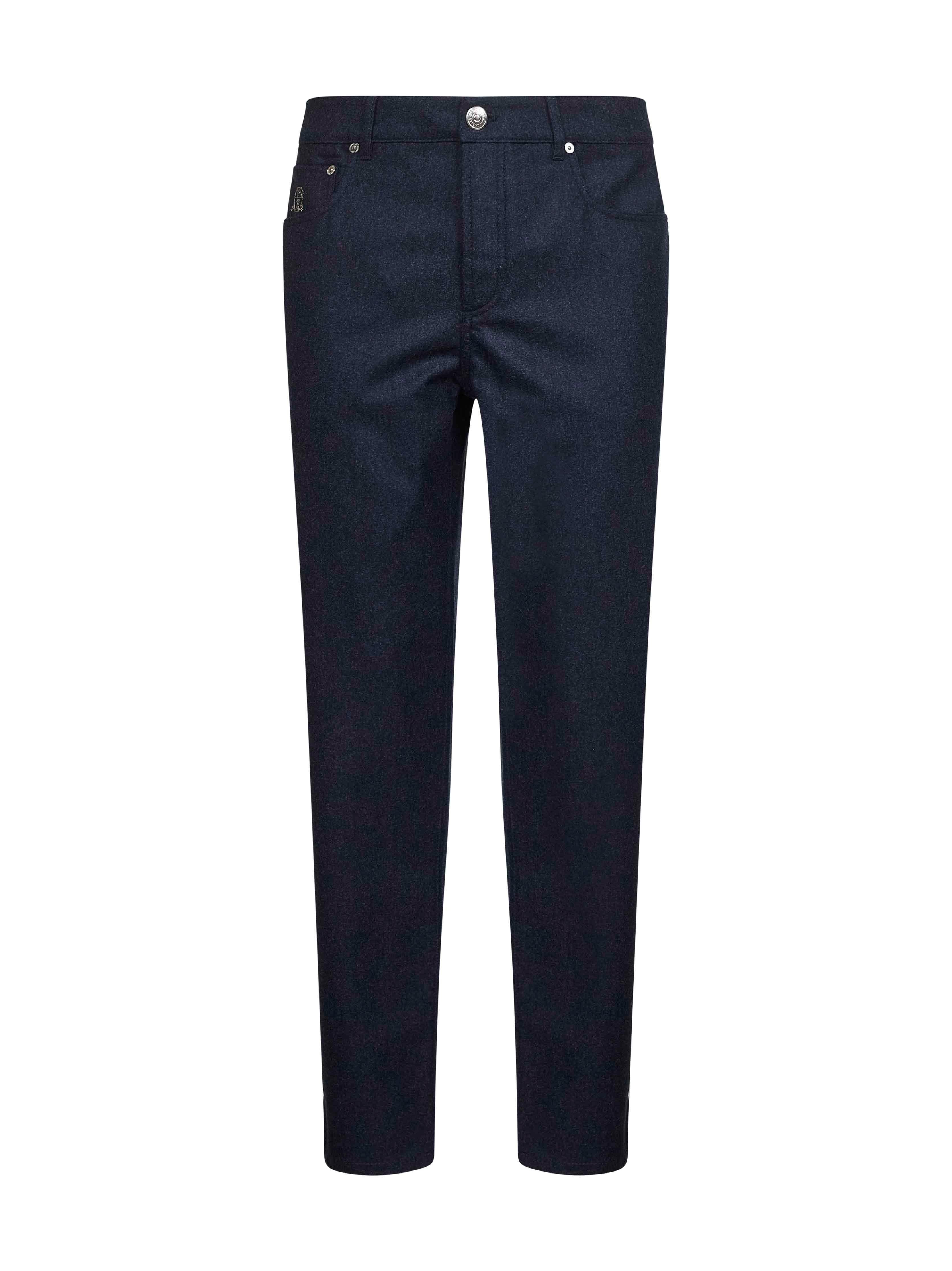 Blue virgin wool flannel trousers - 1