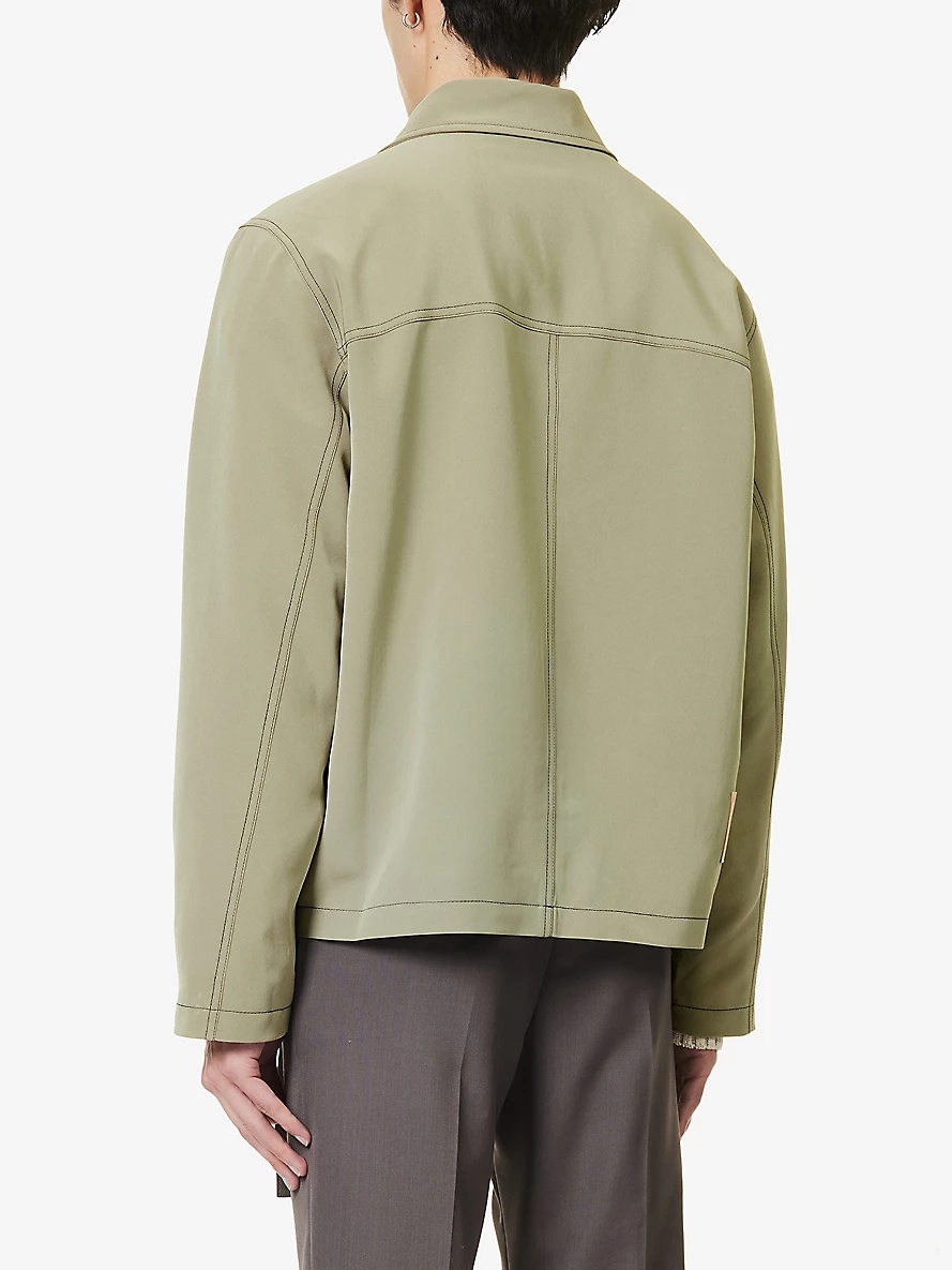 Fringed-pocket boxy-fit woven jacket - 4