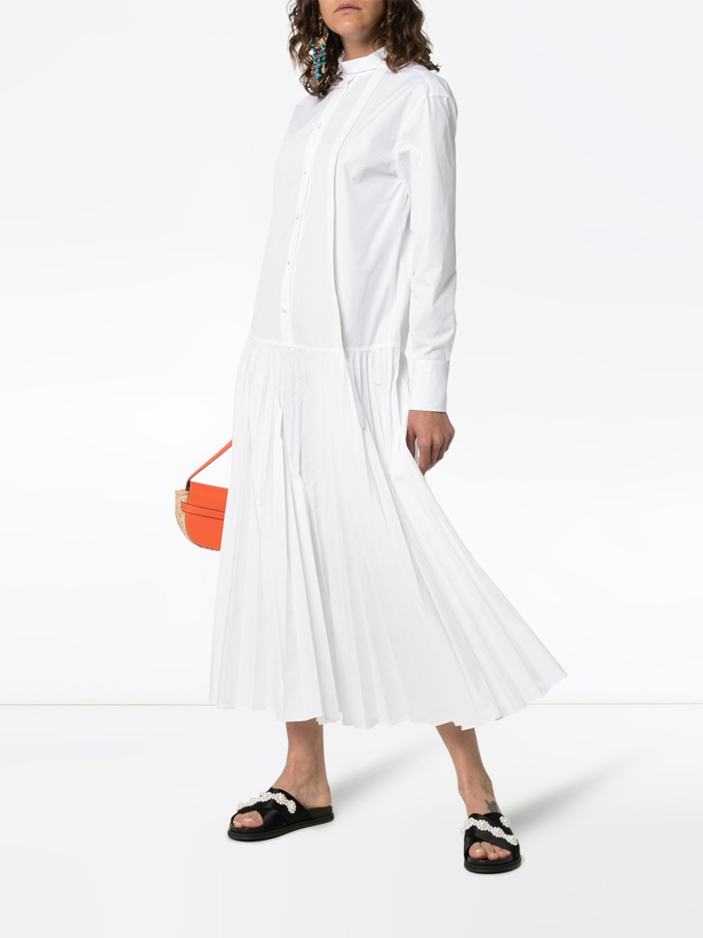 pleated cotton-blend poplin dress - 2