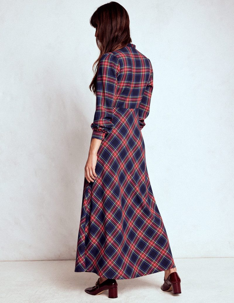 Cassie Check Tea Dress-Navy, Green and Red Check 4