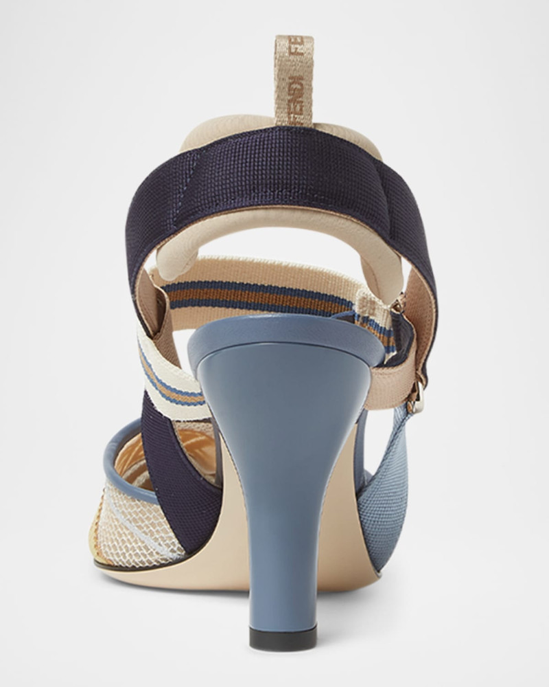 Colibri Patchwork Mesh Slingback Pumps 3