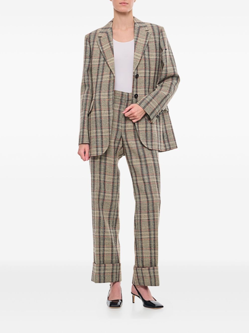 tartan check single-breasted jacket - 2