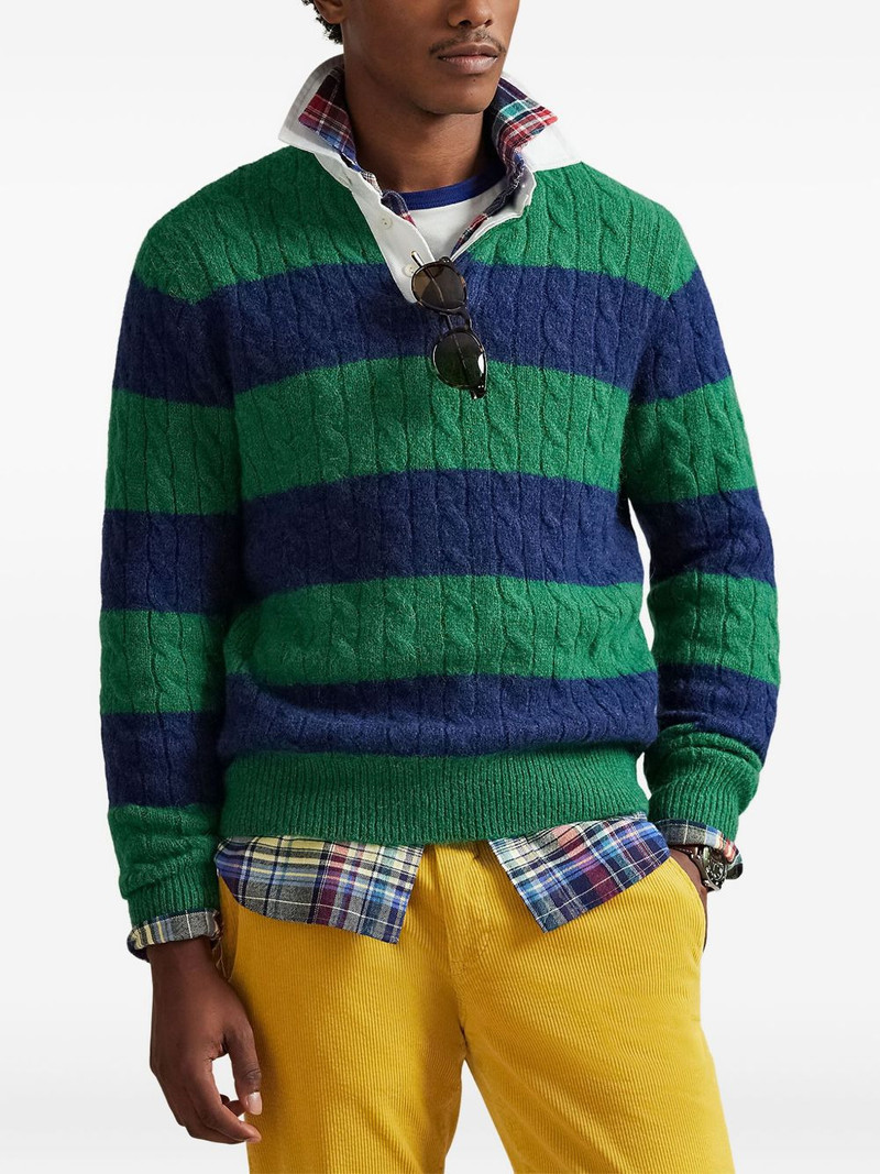 Rugby striped cable-knit polo shirt 3