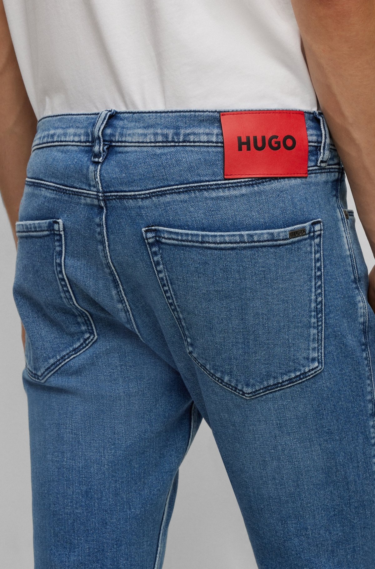 EXTRA-SLIM-FIT JEANS IN BLUE SUPER-SOFT DENIM - 5