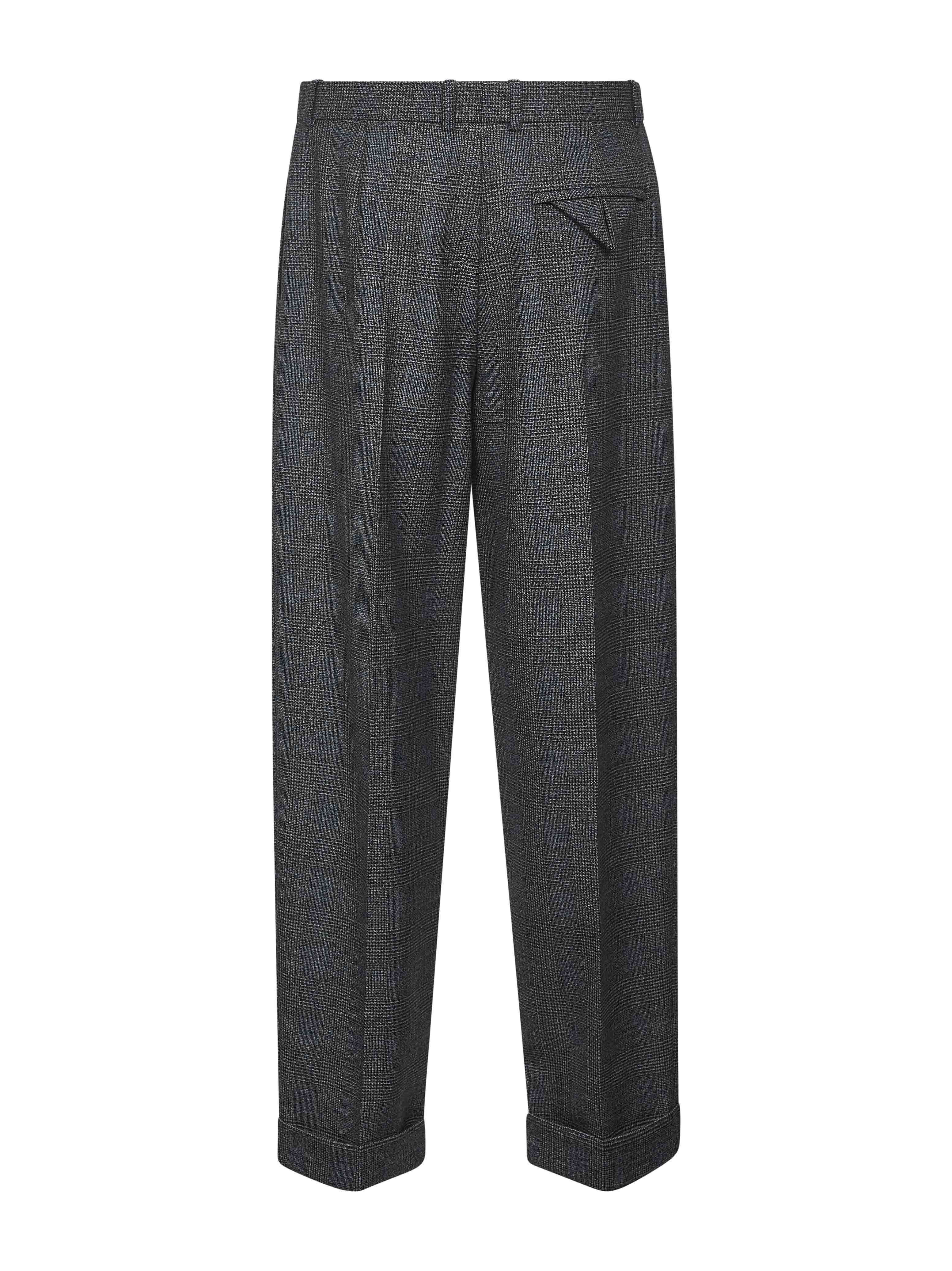 Bottega Veneta Men Grey Prince Of Wales Wool Trousers - 2