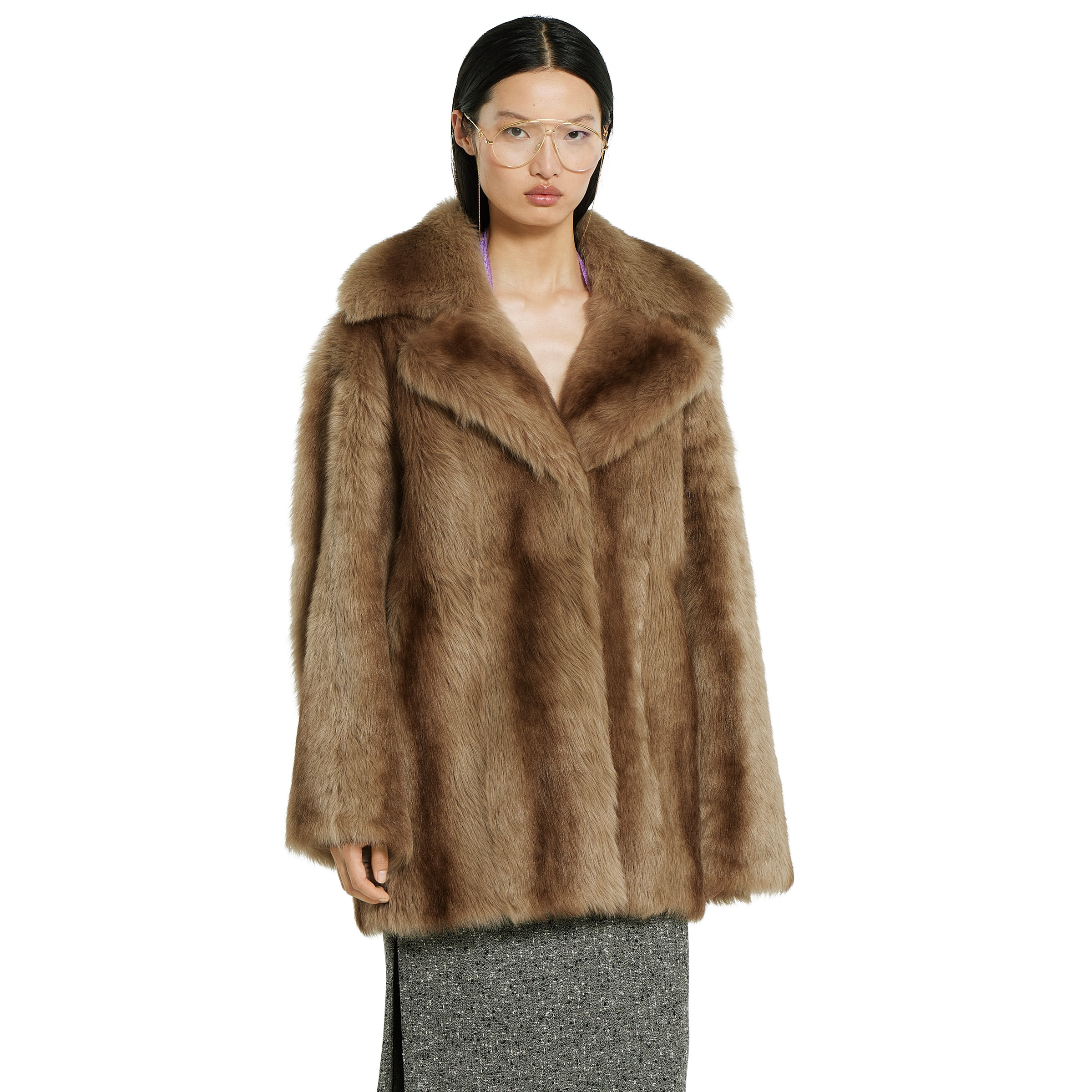 Degradé soft shearling peacoat - 3