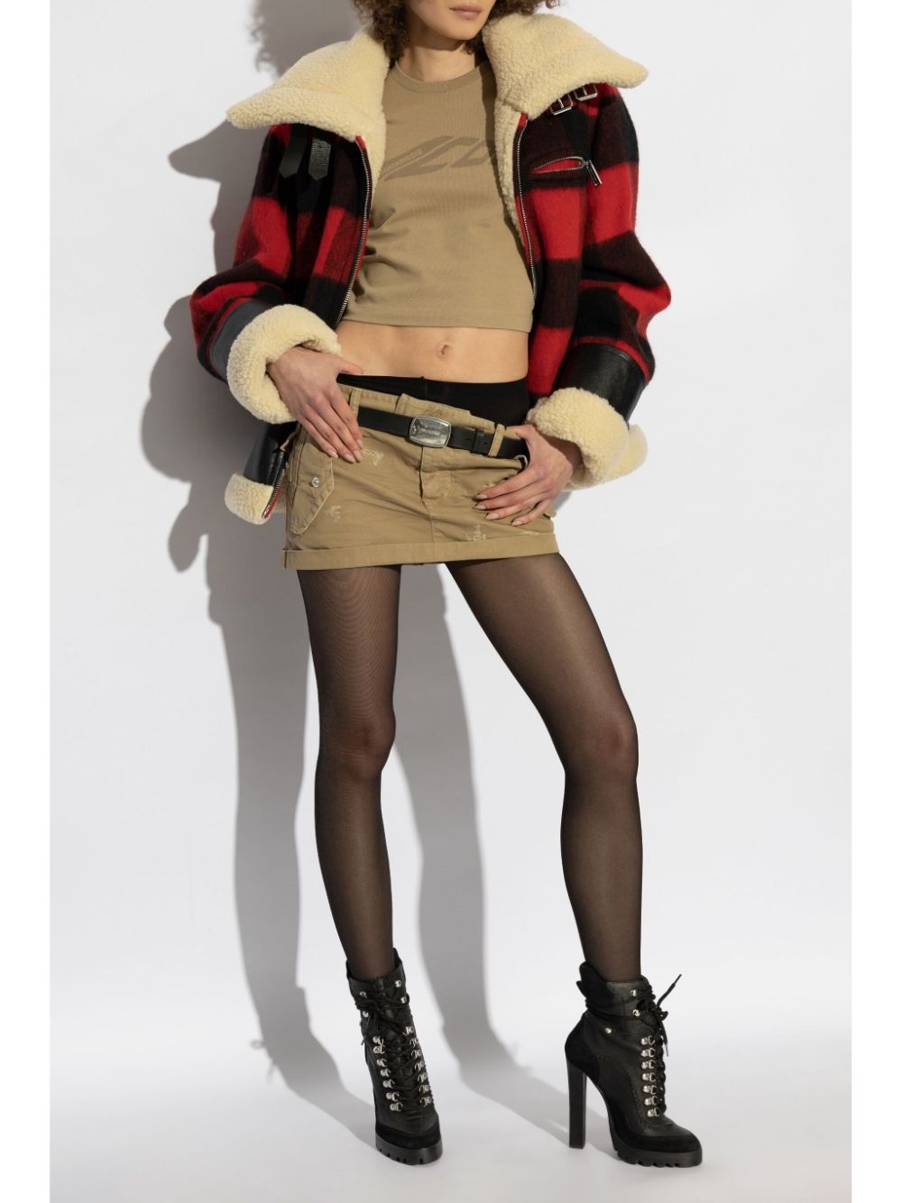 distressed-effect mini skirt - 2