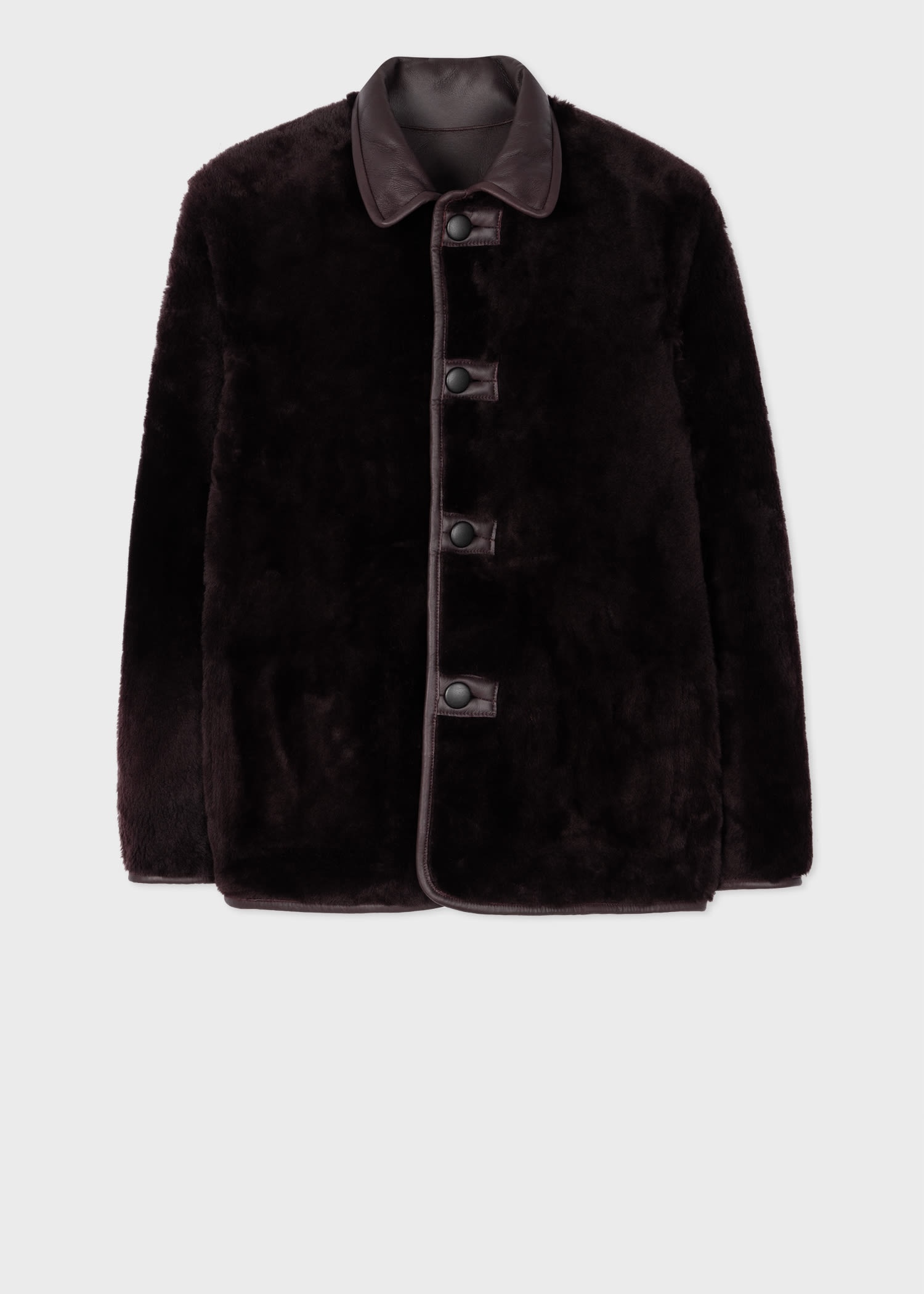 Aubergine Shearling Leather Jacket - 2