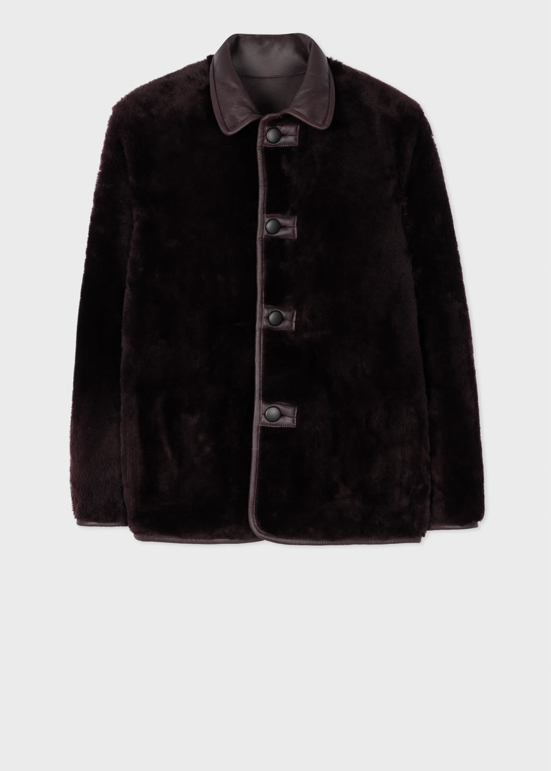 Paul Smith Aubergine Shearling Leather Jacket outlook