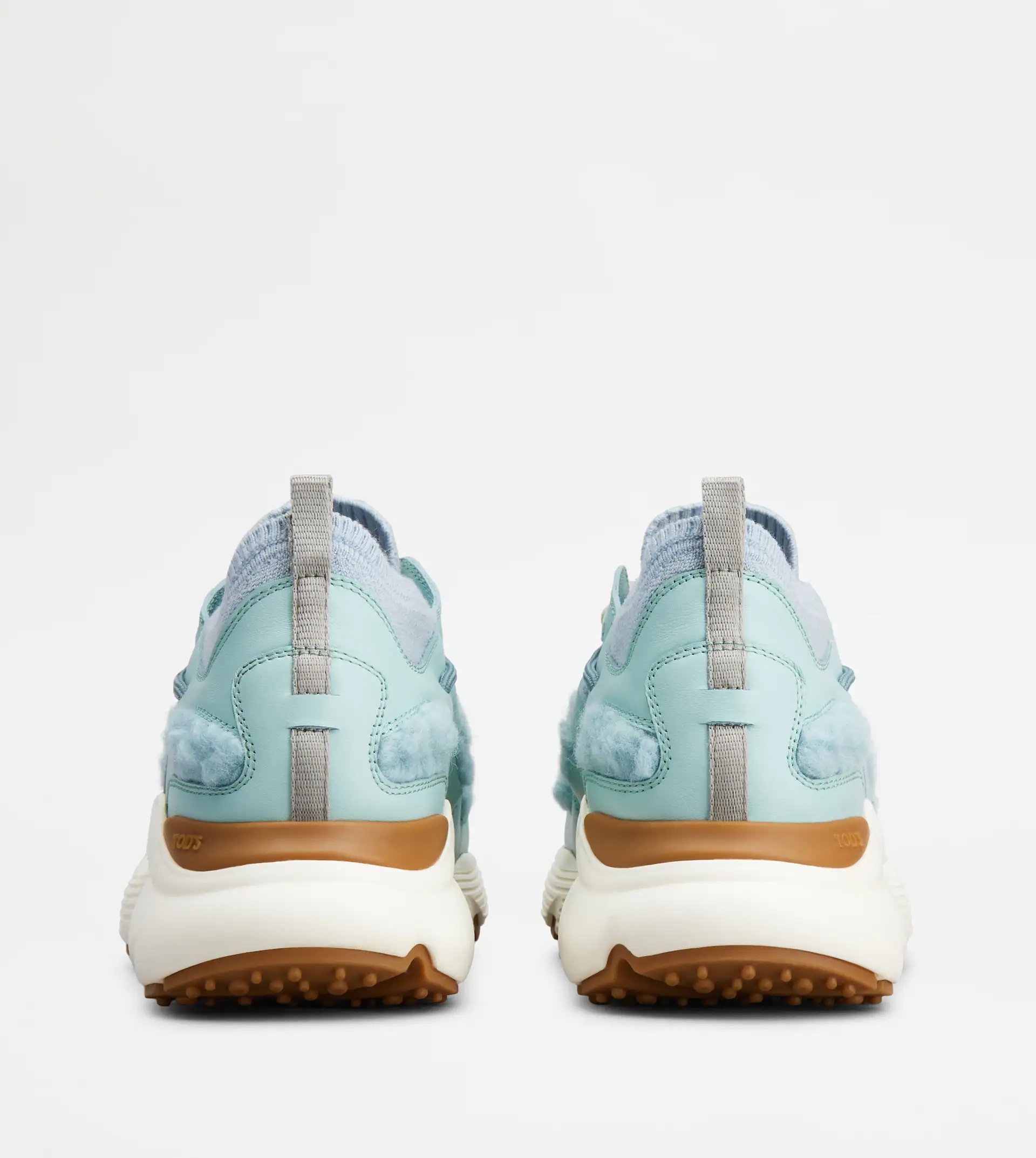SNEAKERS IN LEATHER AND WOOL - LIGHT BLUE - 2