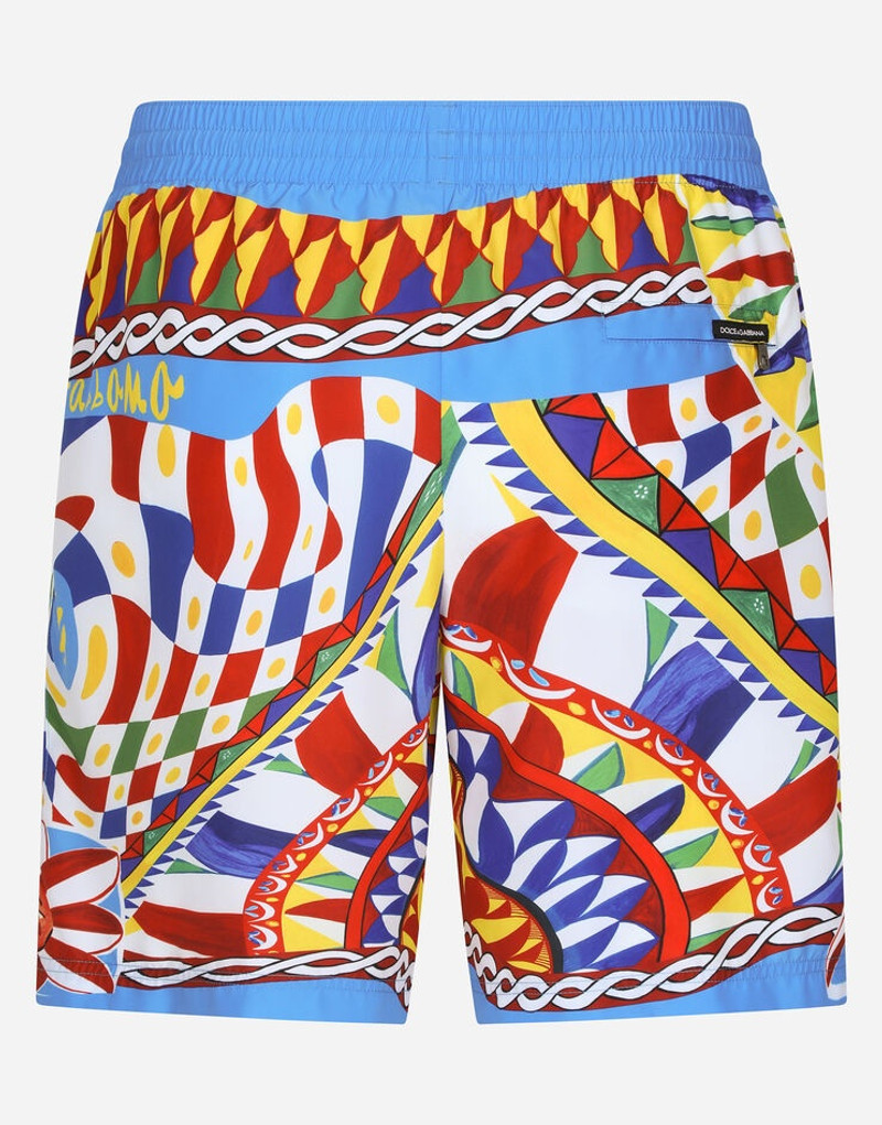 Dolce & Gabbana Mid-length swim trunks with Carretto print outlook