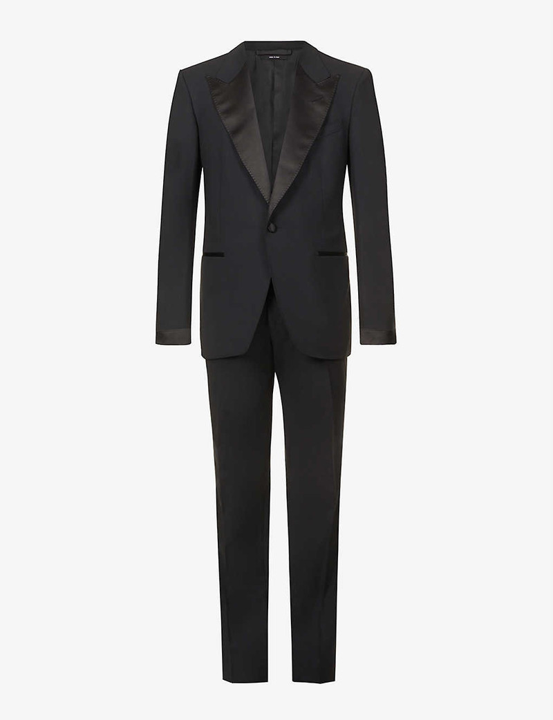 Shelton-fit single-breasted wool-blend evening suit - 1
