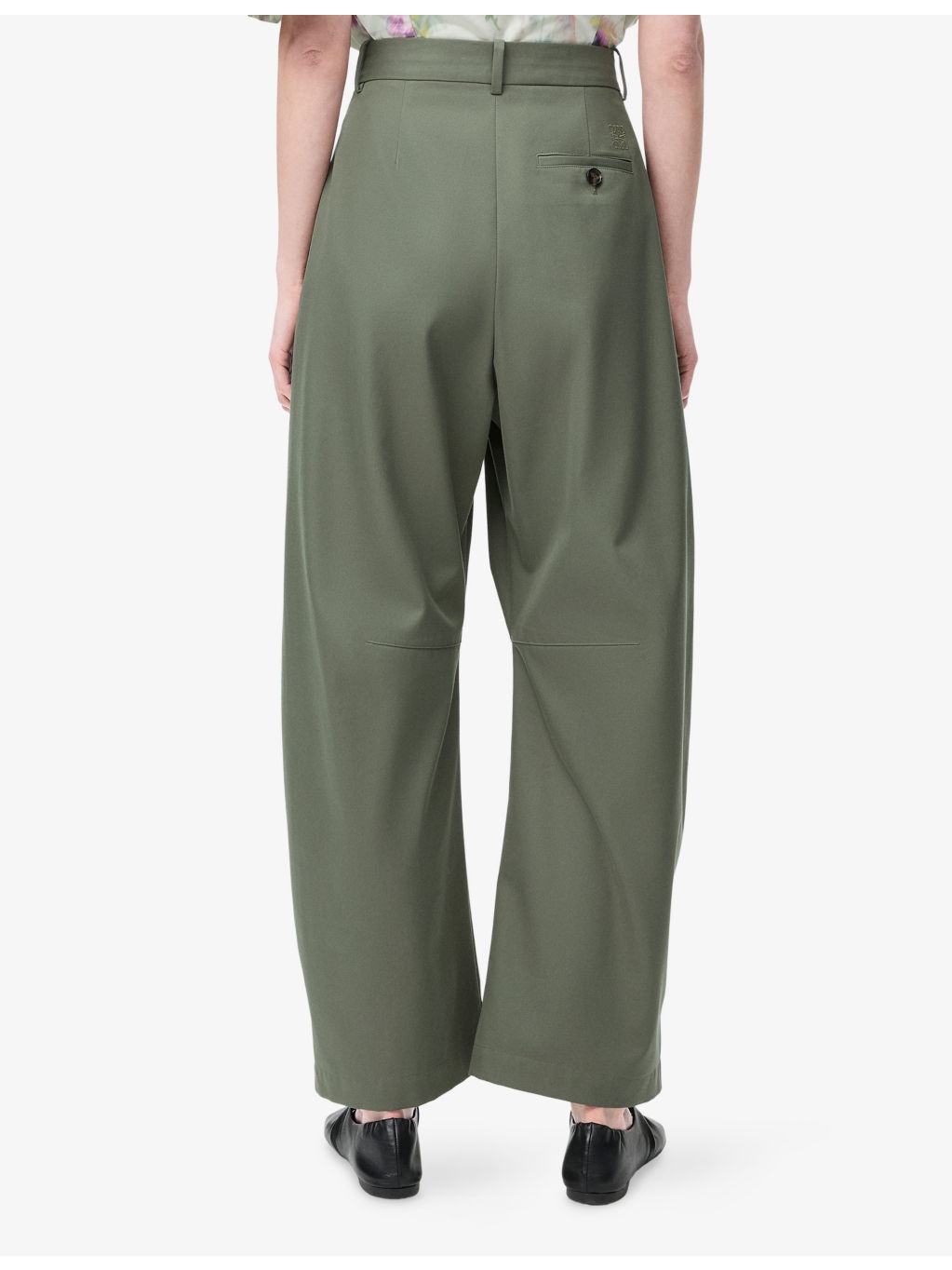 Anagram-Embroidered Barrel-Leg Cotton-Blend Trousers - 4