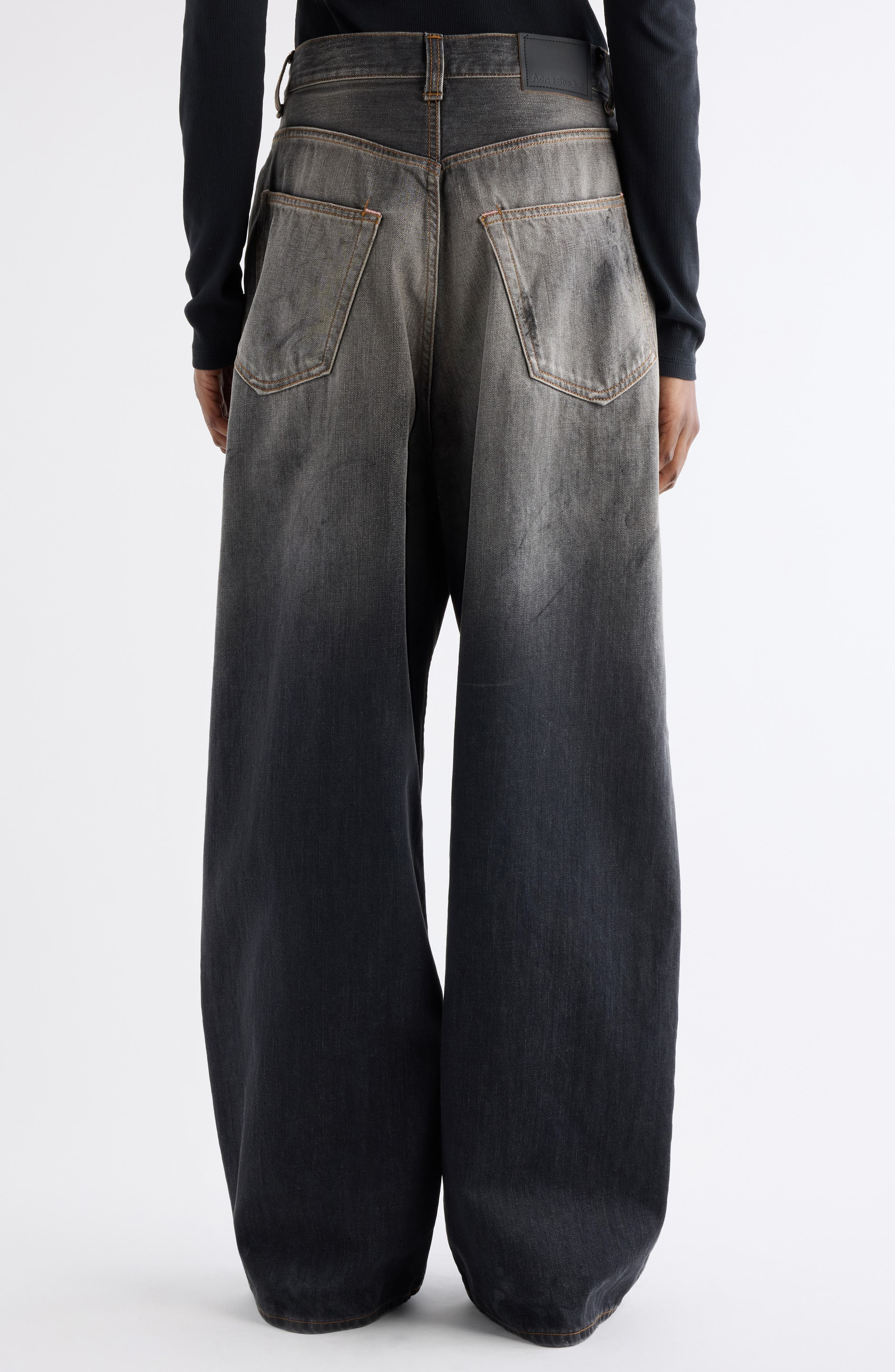 Acne Studios 2023 Black Trafa Paint Splatter Baggy Wide Leg Jeans at Nordstrom - 3