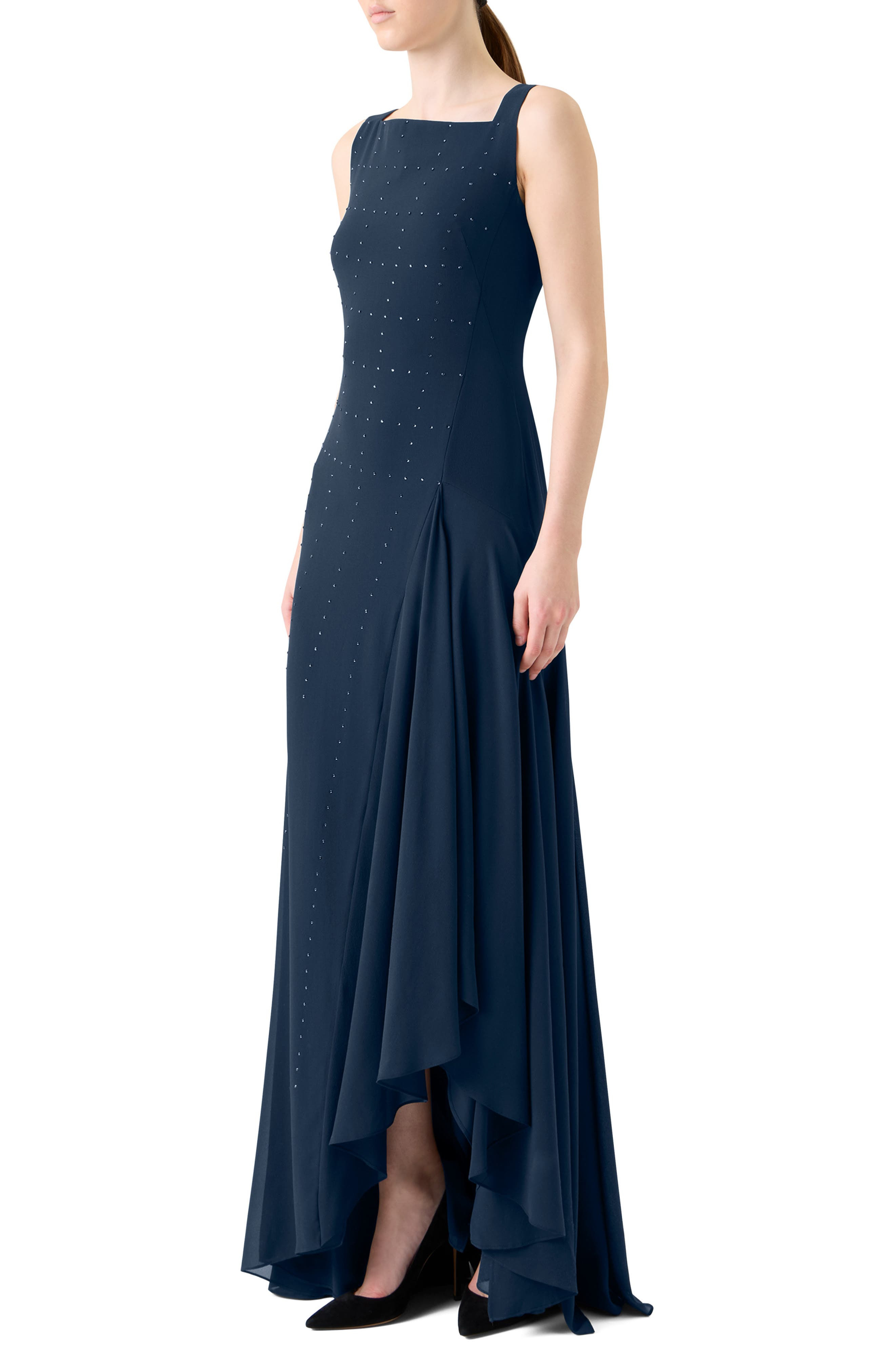 Akris Stud Embellished Silk Gown in Navy at Nordstrom - 3