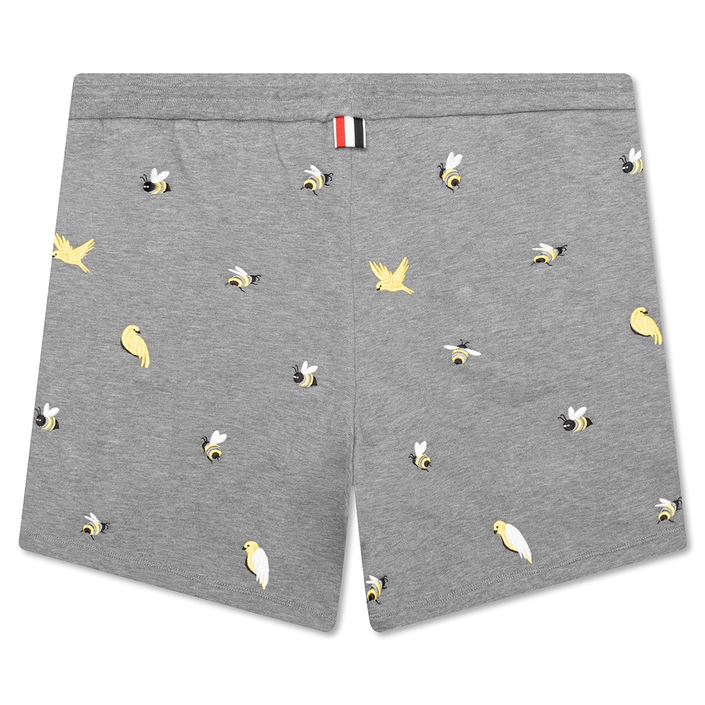 SWEAT SHORTS W/ EMB BIRDS - MEDIUM GREY - 2