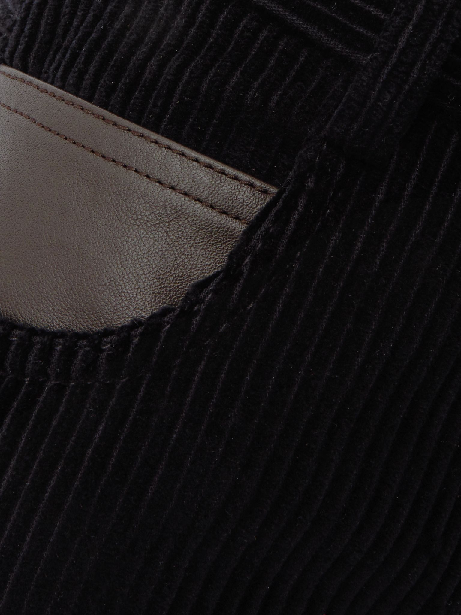 Leather-trimmed cotton-corduroy straight-leg pants Midnight blue - 5