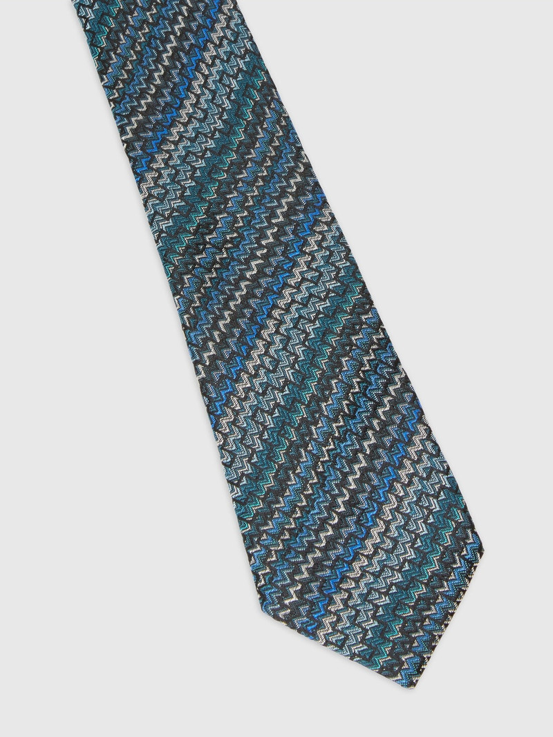 Missoni 100% Silk Tie with Zigzag Embroidery outlook