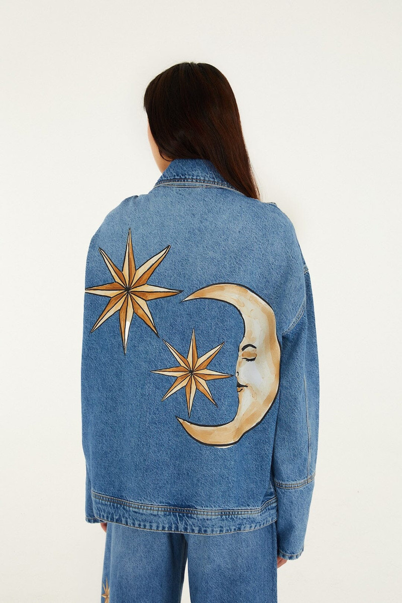 Denim Mystical Sun Printed Jacket 3