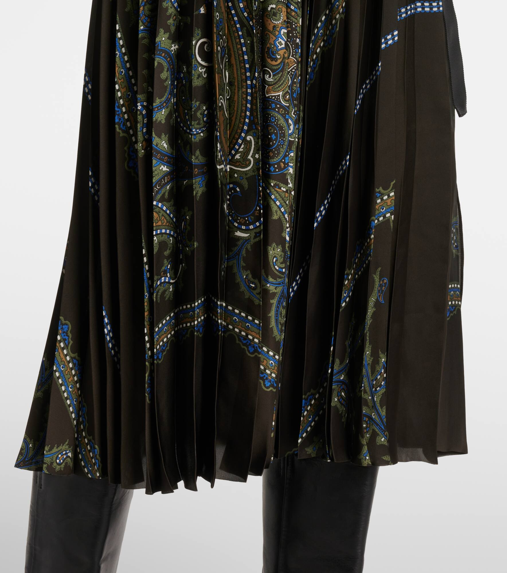 Paisley plissé midi skirt - 5