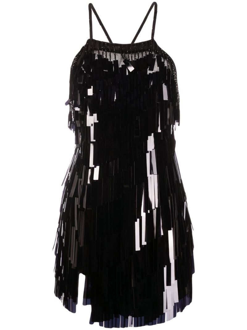 sequin fringe mini dress - 1