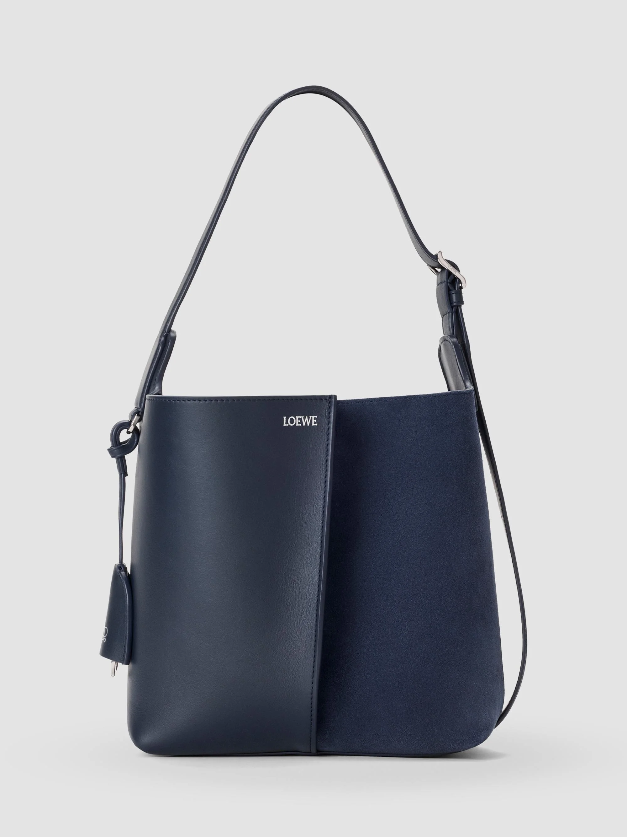 Women's Bilbao Leather & Suede Bucket Bag - Deep Navy - 1