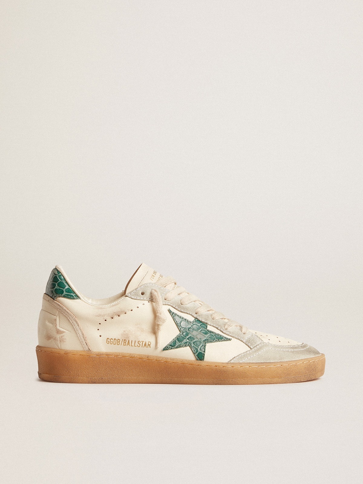 Ball Star LTD in nappa with green crocodile-print leather star - 1