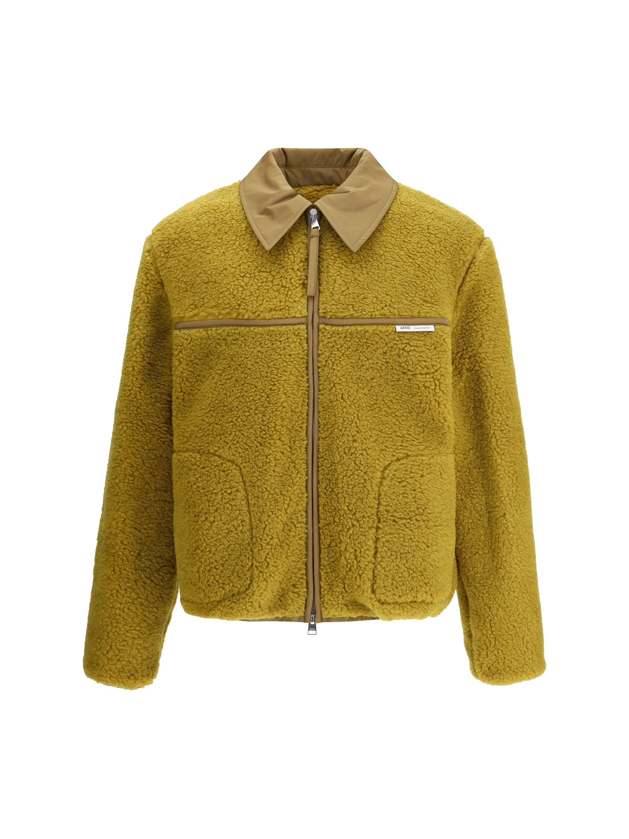 Ami Paris Men Shearling Bomber Jacket - 1