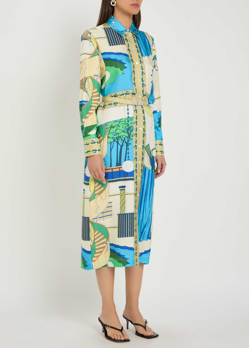 TORY BURCH Tory Burch Printed Silk Midi Shirt Dress outlook
