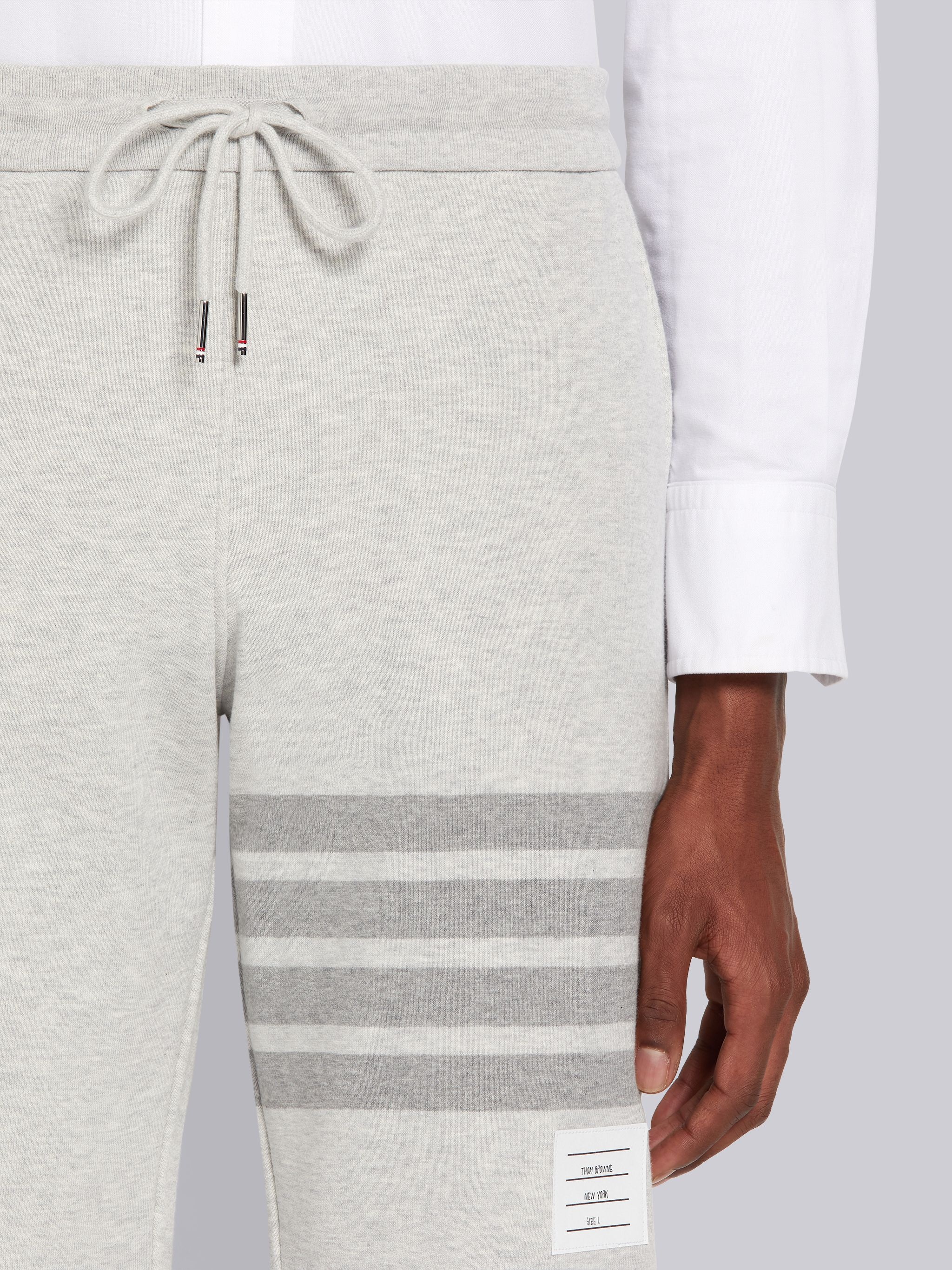 Pastel Grey Loopback Terry Tonal 4-Bar Classic Sweat Shorts - 5