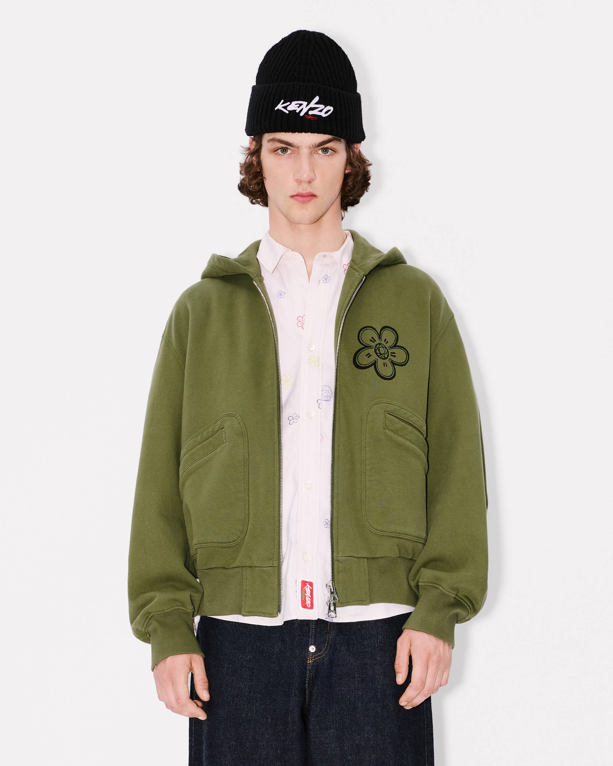 'Kenzo x Futura 2000' boxy full-zip hoodie in cotton - 3