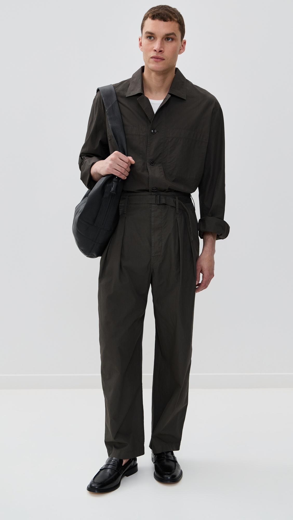 Belted Pleated Pants - 1