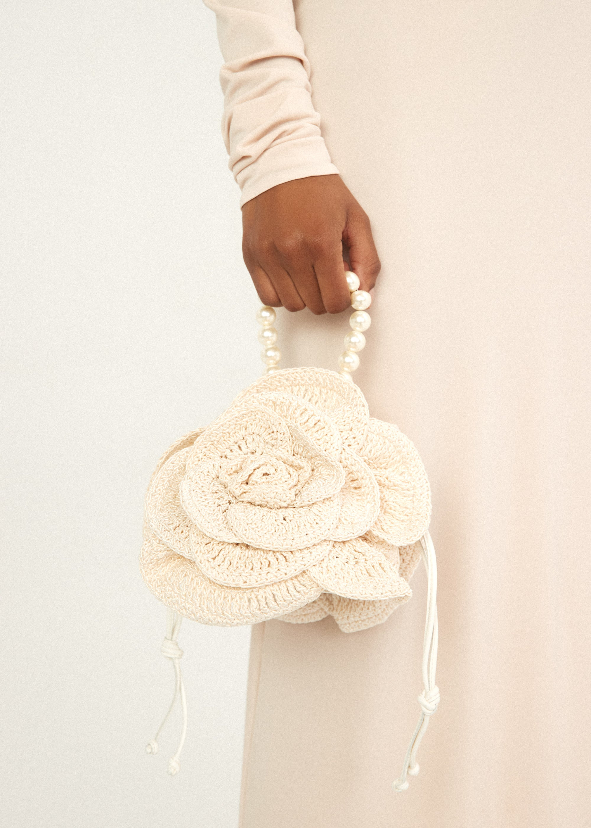 Pearl Magda bag in cream crochet - 4