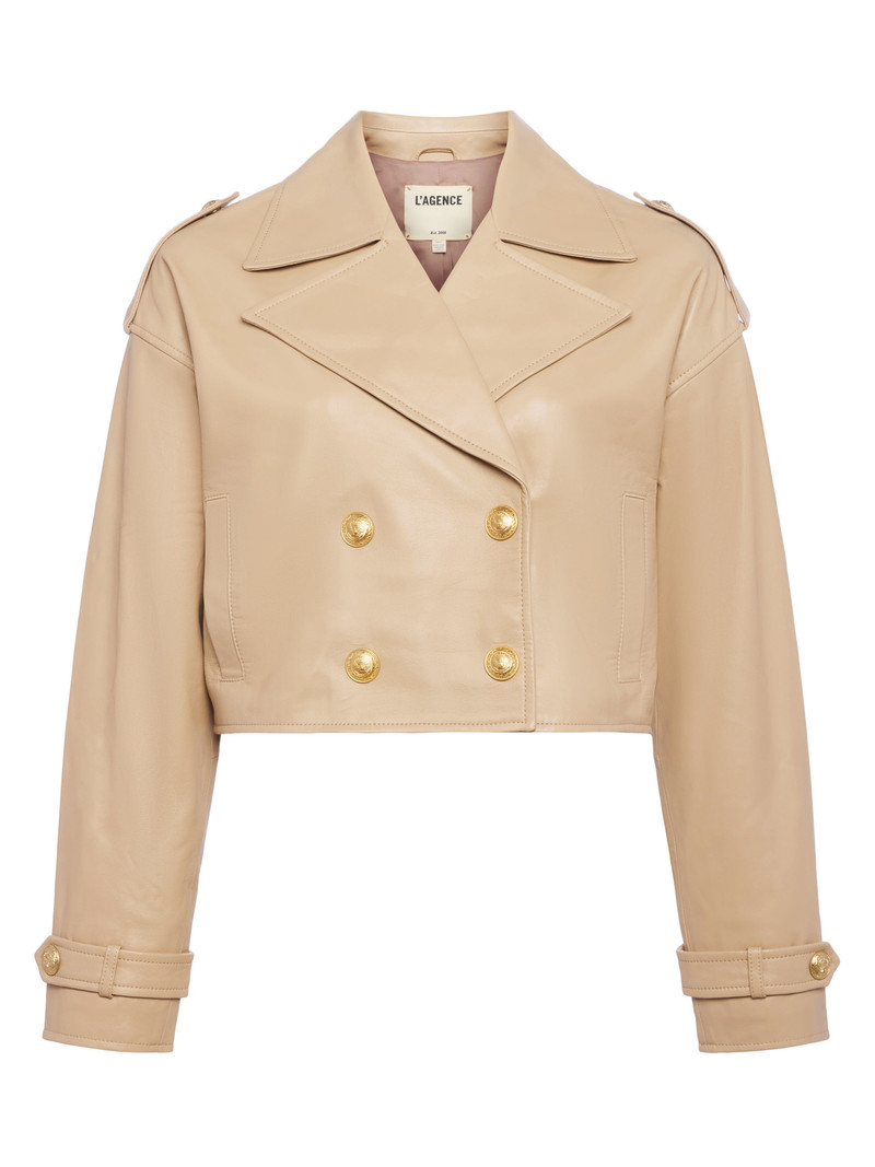 Kento Cropped Leather Trench Coat 1