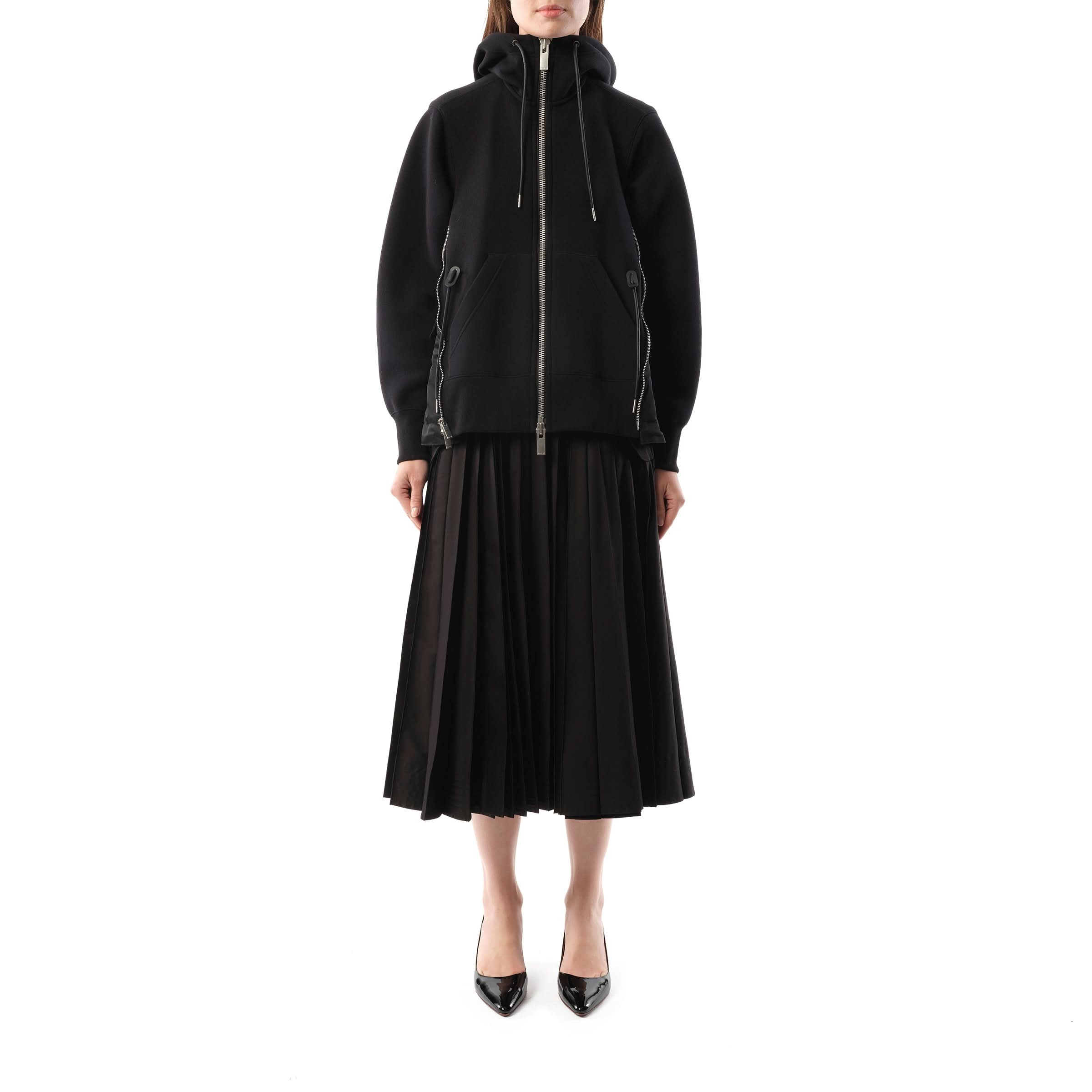 Sponge Sweat x Nylon Twill Hoodie in Black - 4