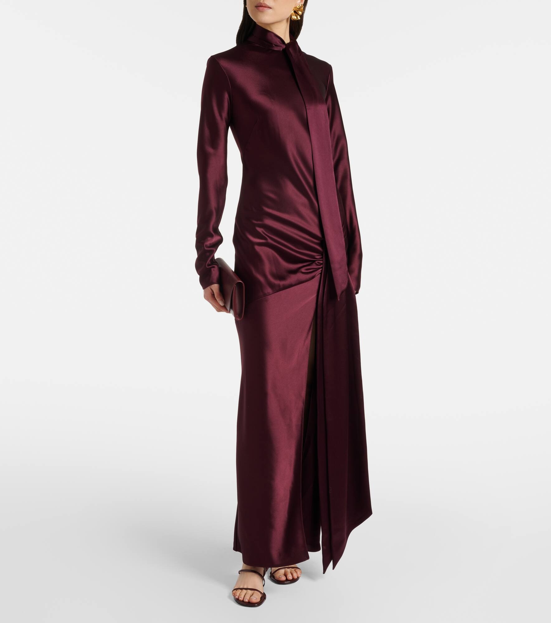 Emilie tie-neck satin maxi dress - 2