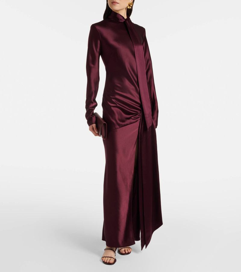 GALVAN Emilie tie-neck satin maxi dress outlook