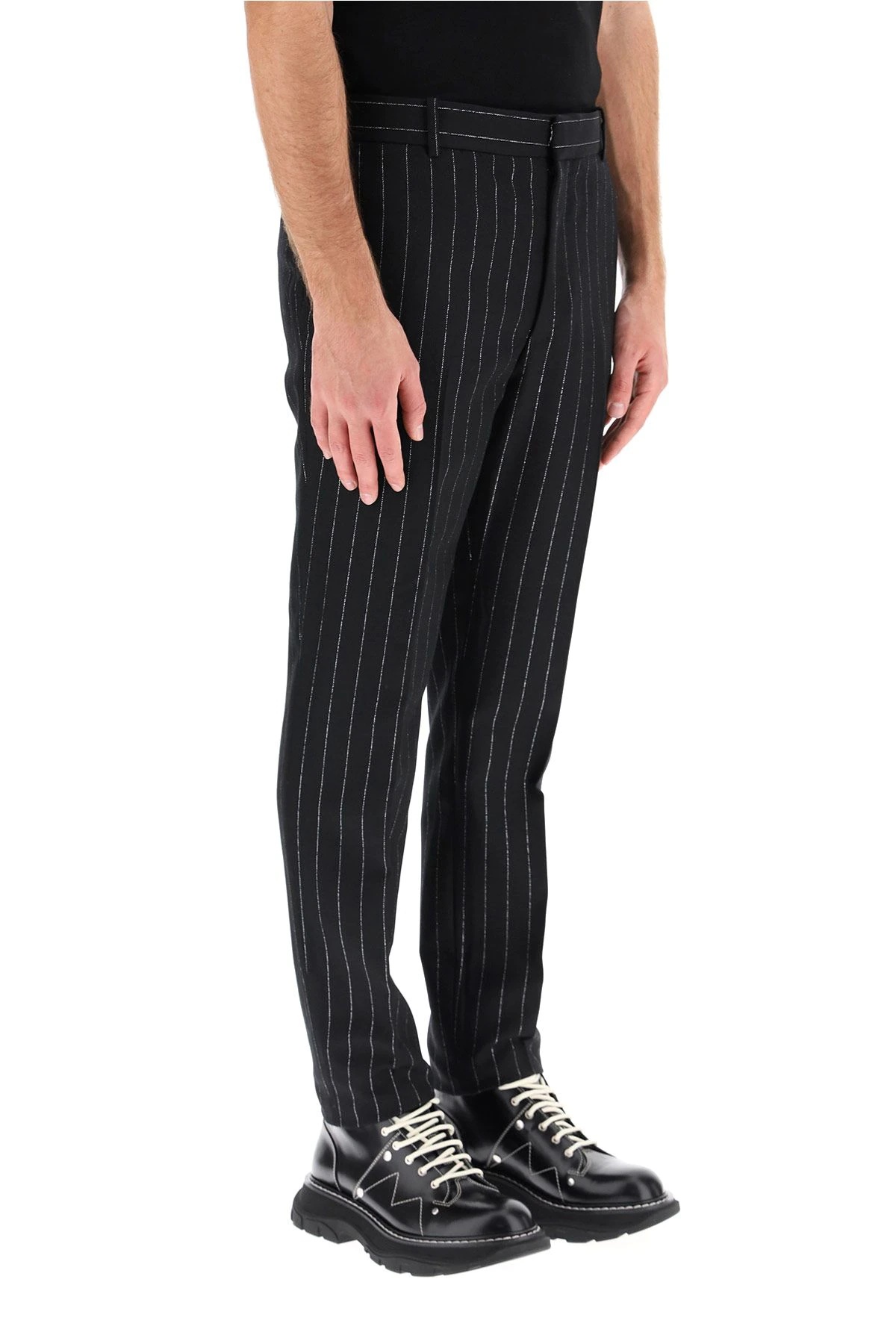 LUREX PINSTRIPE WOOL TROUSERS - 3