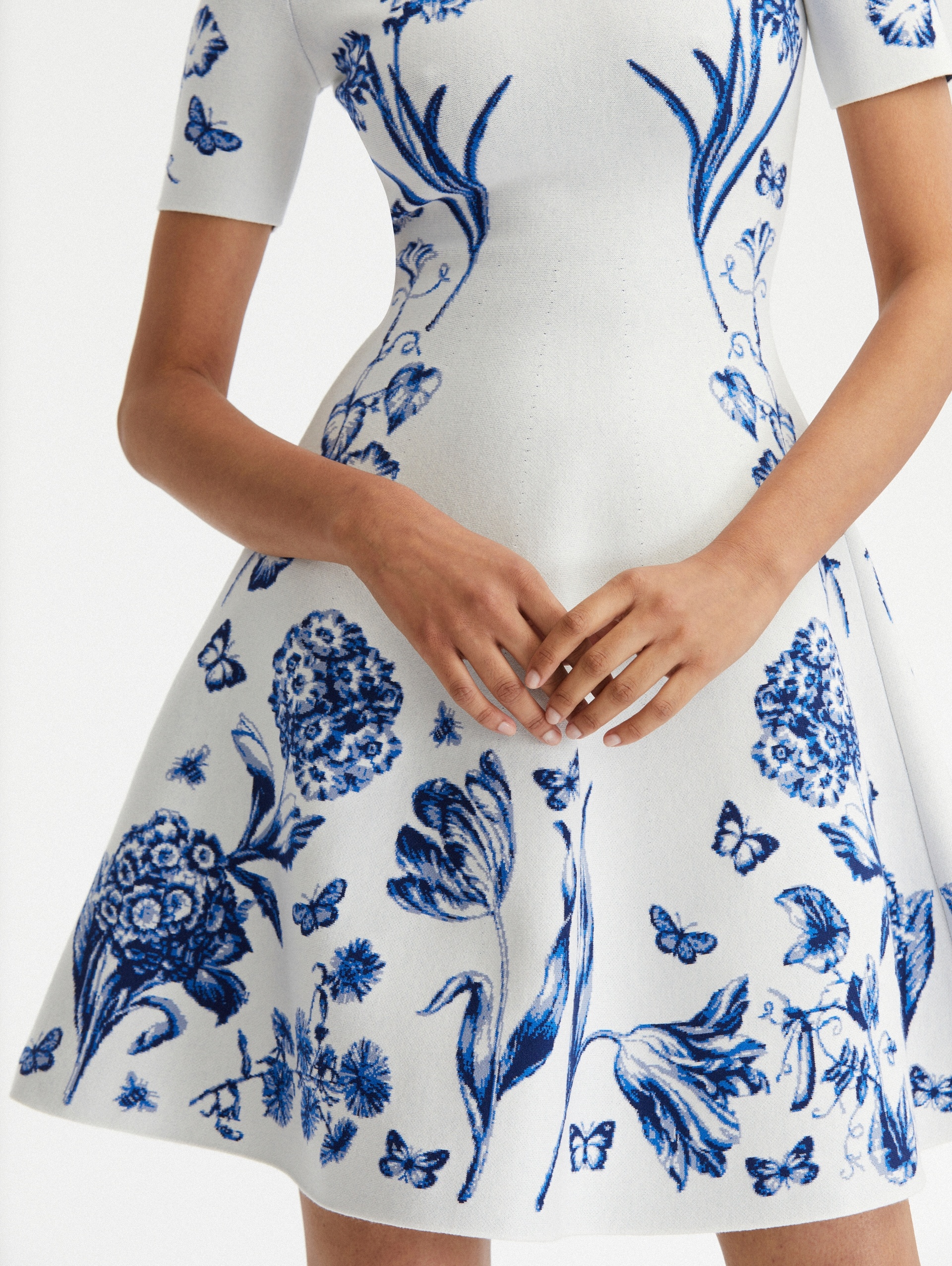 FLORAL TOILE JACQUARD KNIT DRESS - 4