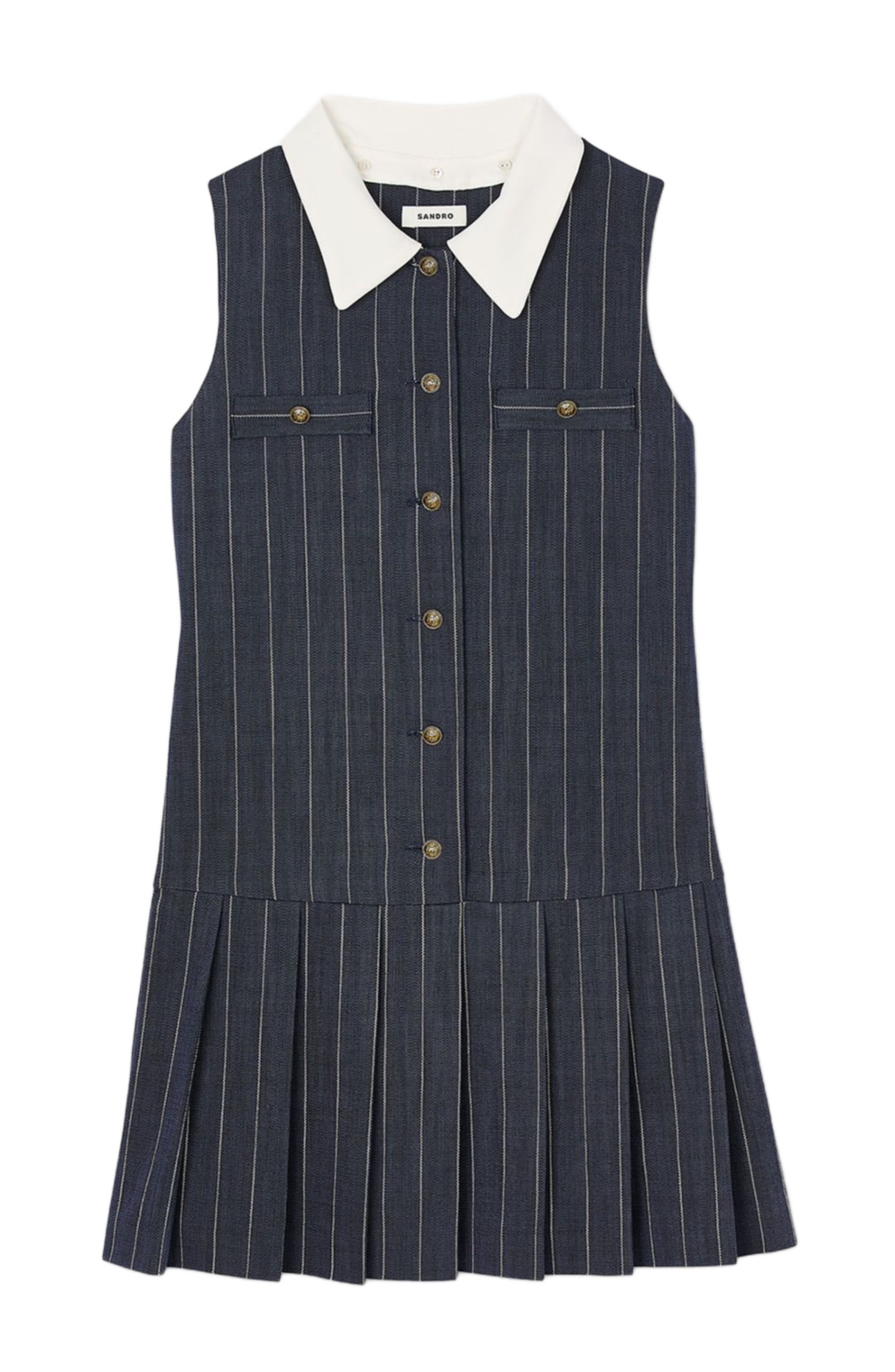 SANDRO Mini striped dress in Navy /Ecru at Nordstrom - 5